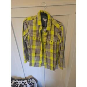 Outerknown Blanket Shirt Neon Yellow Plaid Organic Cotton Flannel Size XS